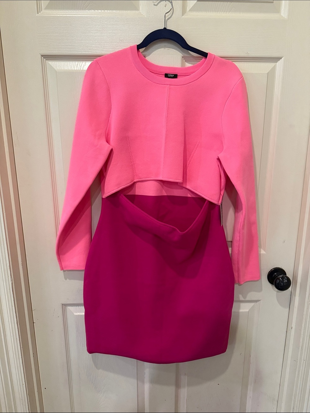 Express Body Contour  NWT color block cut out mini dress, XL - Picture 2 of 9